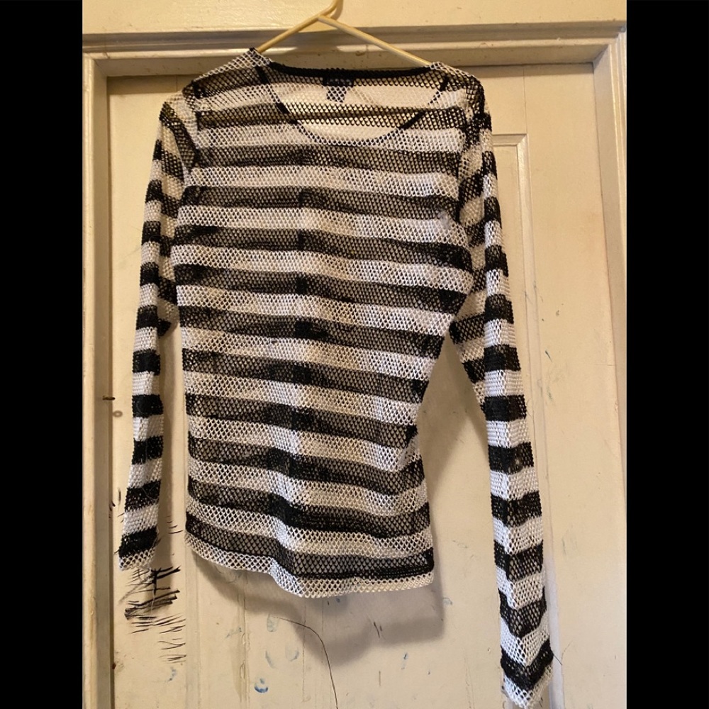 4 KRISTY! Cute black n white punk stripe top